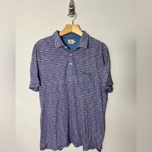 Faherty Men’s Cotton Striped Slub Knit Polo Shirt Short Sleeves Size XL 1053